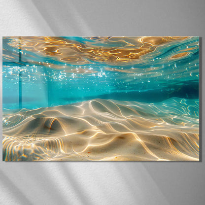 Turquoise Sous-marin Tableau en Verre Trempé