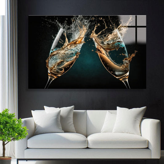Champagne Splash Glass Wall Art
