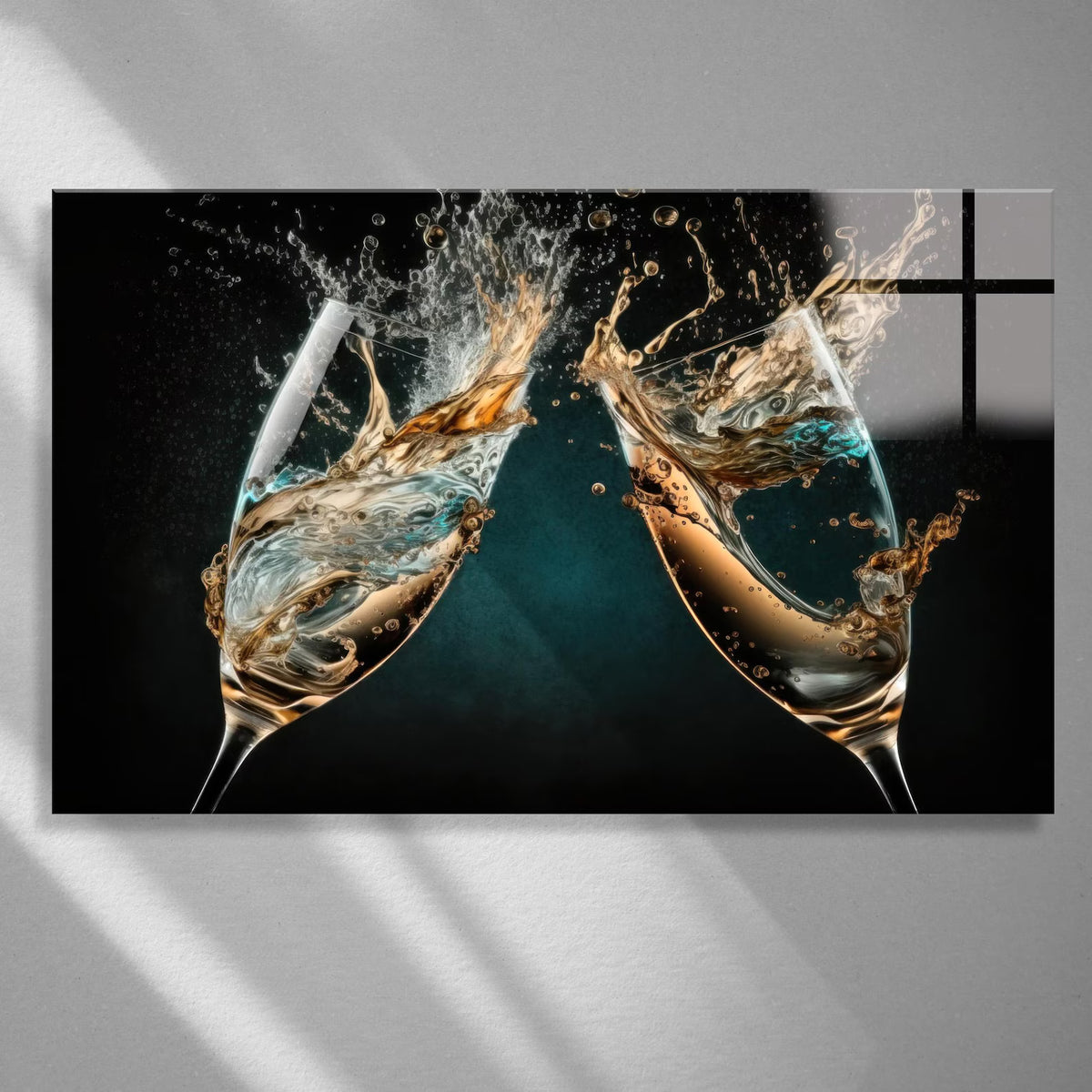 Les Bulles de Champagne Tableau en Verre Trempé
