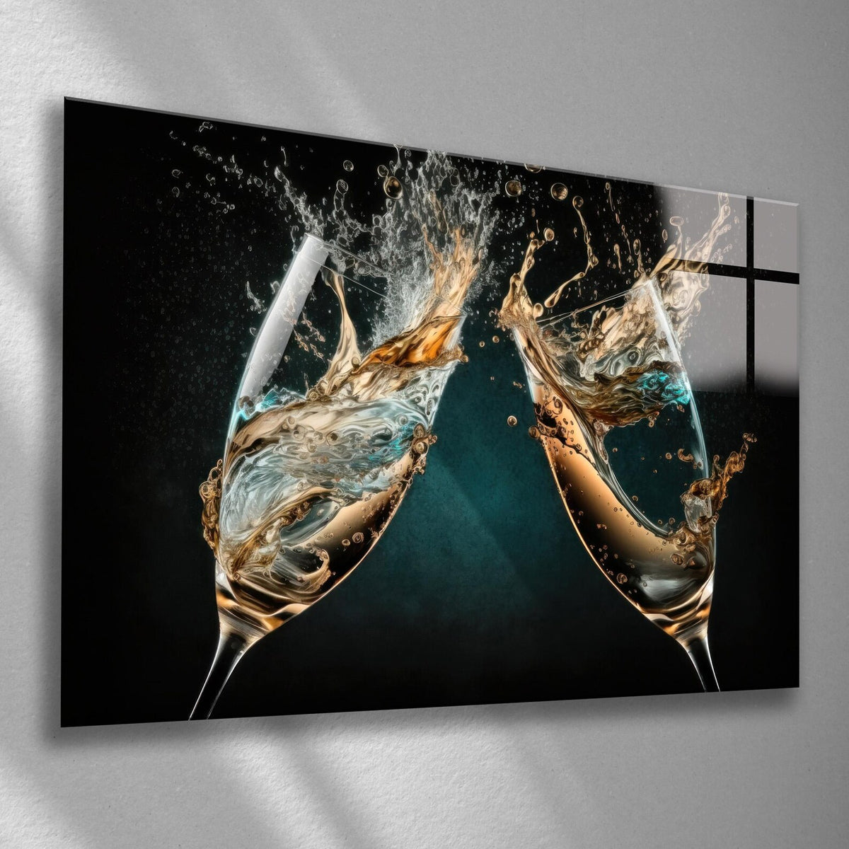 Les Bulles de Champagne Tableau en Verre Trempé
