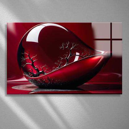 Ruby Abstrait Tableau en Verre Trempé