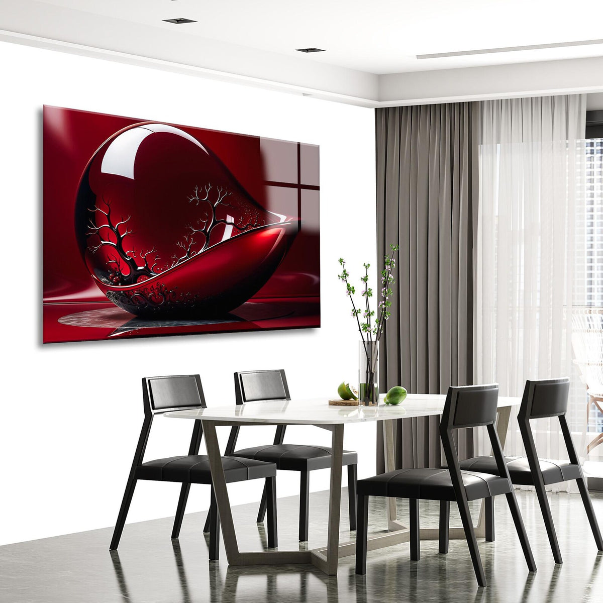Ruby Abstrait Tableau en Verre Trempé