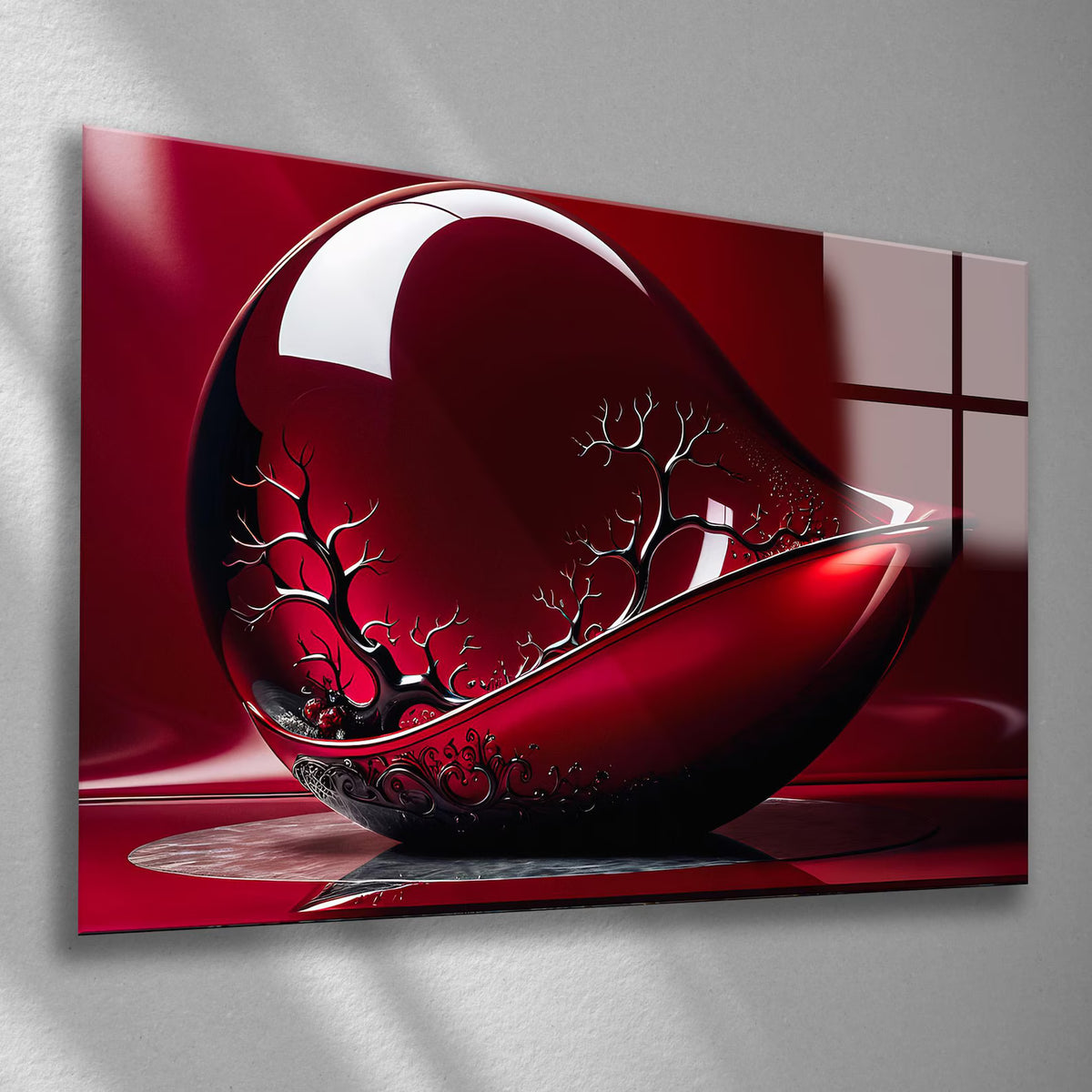 Ruby Abstrait Tableau en Verre Trempé