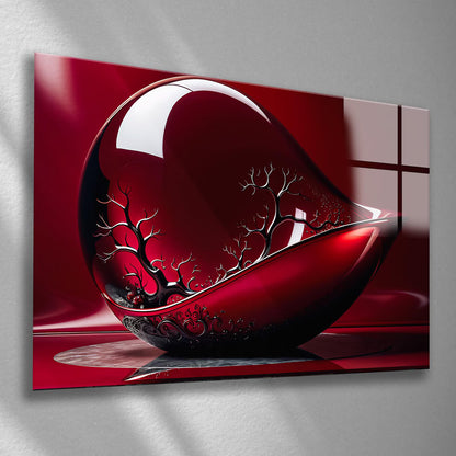 Ruby Abstrait Tableau en Verre Trempé