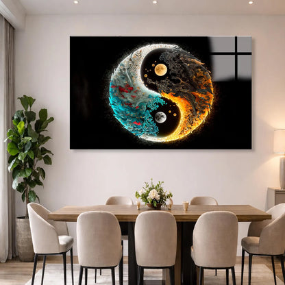 Yin Yang Colorful Glass Wall Art