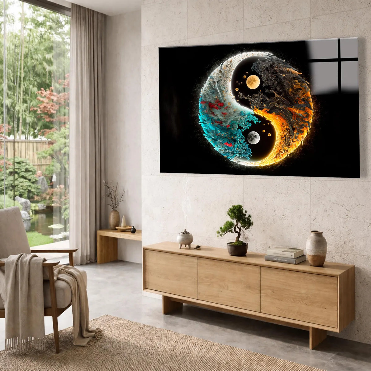 Yin Yang Colorful Glass Wall Art