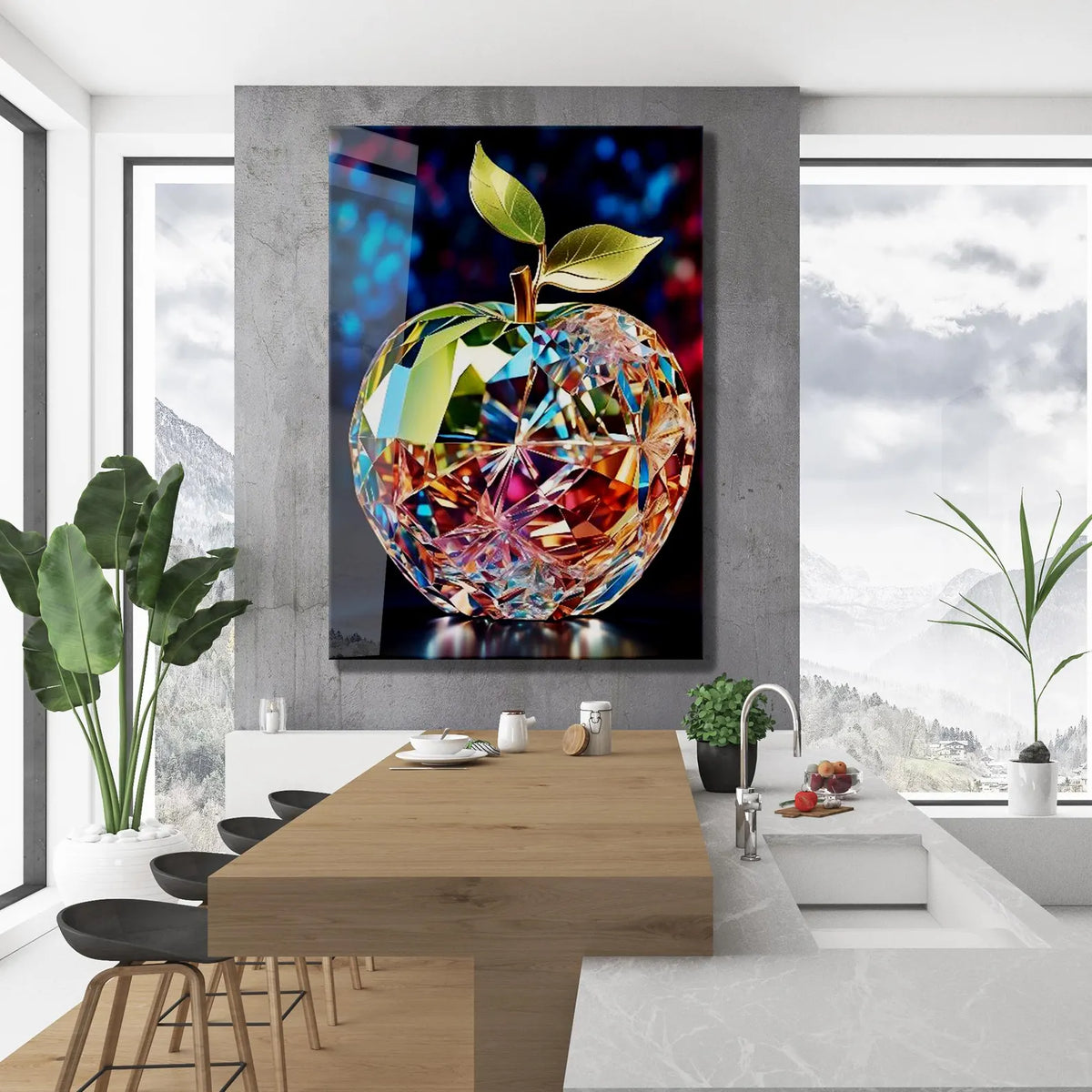 Crystal Apple Glass Wall Art