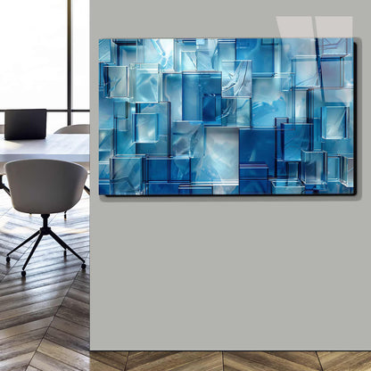 Cubi di Vetro Blu Quadro in Vetro Temperato