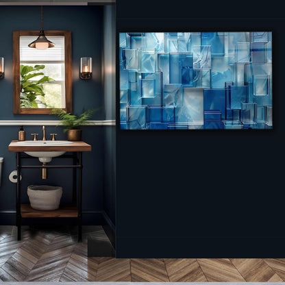 Cubi di Vetro Blu Quadro in Vetro Temperato