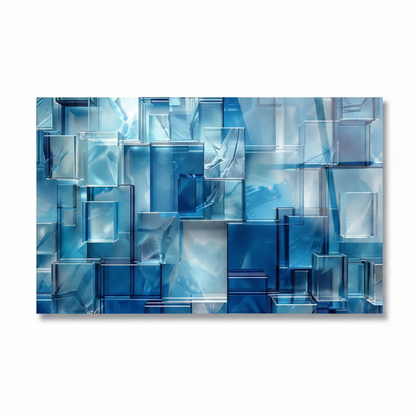 Cubi di Vetro Blu Quadro in Vetro Temperato