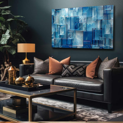 Cubi di Vetro Blu Quadro in Vetro Temperato