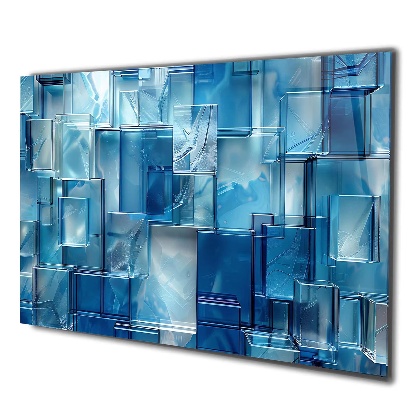 Cubi di Vetro Blu Quadro in Vetro Temperato