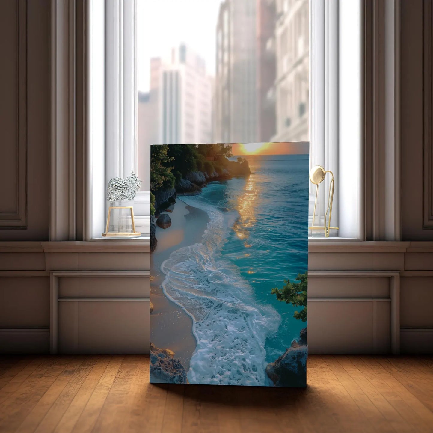 Tramonto sulla Spiaggia Tropicale Quadro in Vetro Temperato