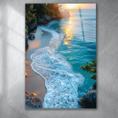 Tramonto sulla Spiaggia Tropicale Quadro in Vetro Temperato