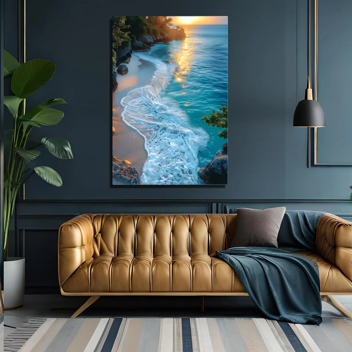 Tramonto sulla Spiaggia Tropicale Quadro in Vetro Temperato
