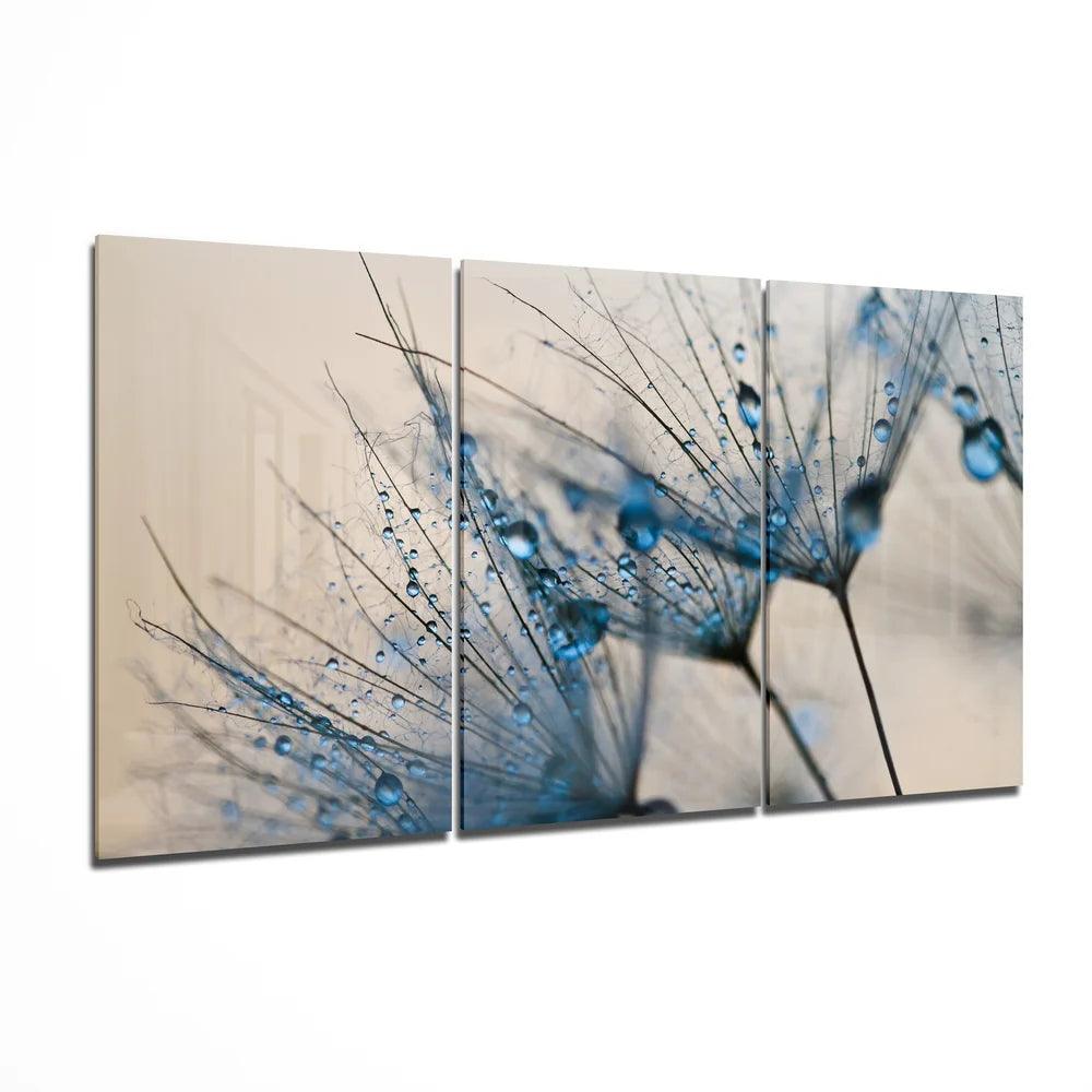 Dente di Leone Blu Quadro in Vetro Temperato
