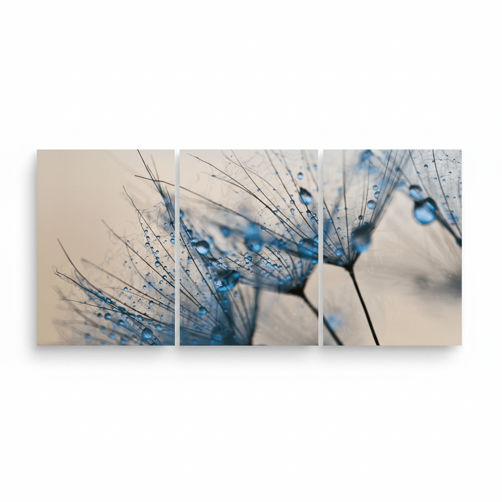 Dente di Leone Blu Quadro in Vetro Temperato