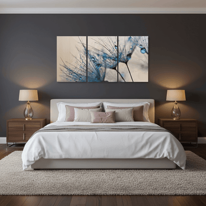 Dente di Leone Blu Quadro in Vetro Temperato