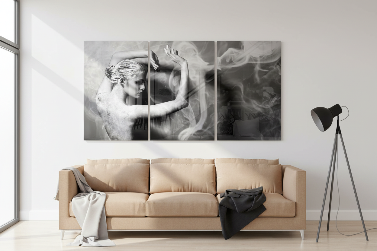 Arte murale in vetro raffigurante donna e danza