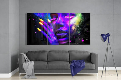 Neon Woman Glass Wall Art - LUXARTDECO