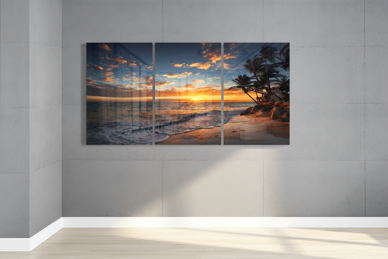 Art du verre au coucher du soleil 