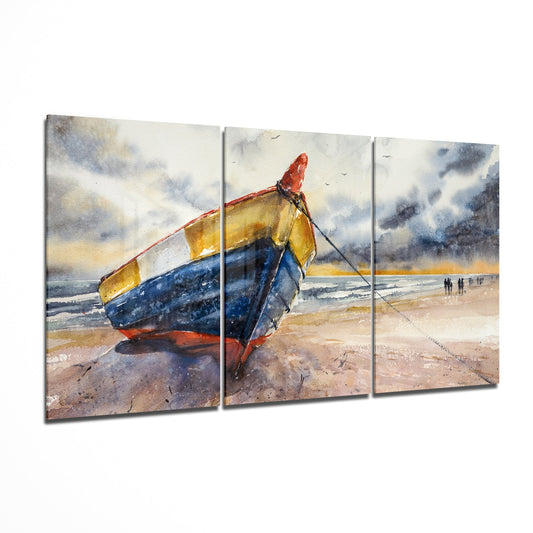 Méga décoration murale en verre représentant un bateau abandonné 