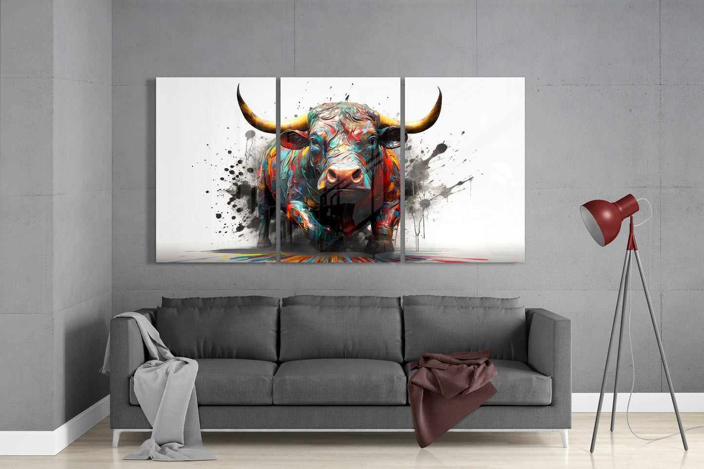 Décoration murale en verre géante Bull 