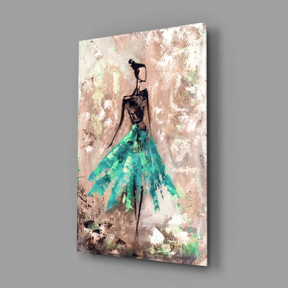 Female (Green) Glass Wall Art - LUXARTDECO