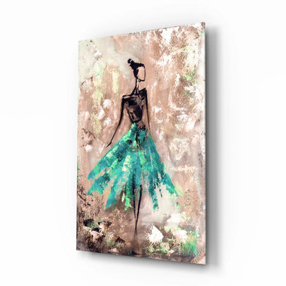 Female (Green) Glass Wall Art - LUXARTDECO