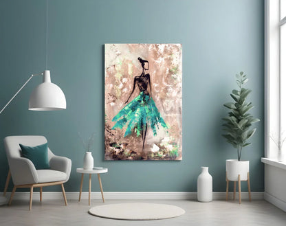 Female (Green) Glass Wall Art - LUXARTDECO