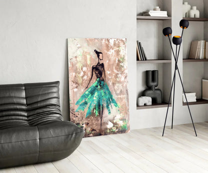 Female (Green) Glass Wall Art - LUXARTDECO