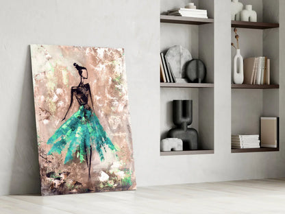 Female (Green) Glass Wall Art - LUXARTDECO