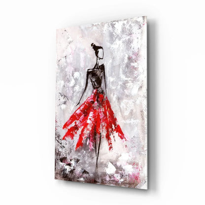 Female (Red) Glass Wall Art - LUXARTDECO
