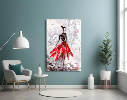 Female (Red) Glass Wall Art - LUXARTDECO