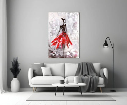Female (Red) Glass Wall Art - LUXARTDECO