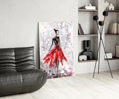Female (Red) Glass Wall Art - LUXARTDECO