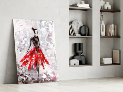 Female (Red) Glass Wall Art - LUXARTDECO