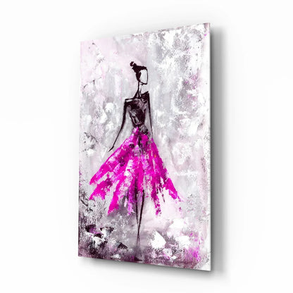 Woman (Pink) Glass Wall Art - LUXARTDECO