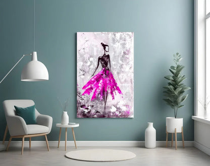 Woman (Pink) Glass Wall Art - LUXARTDECO