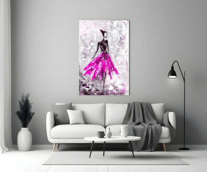 Woman (Pink) Glass Wall Art - LUXARTDECO