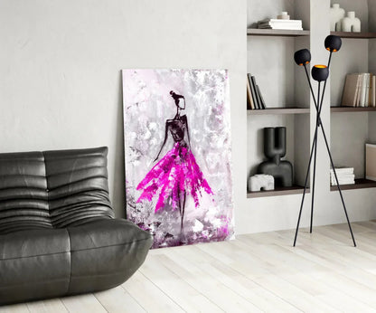 Woman (Pink) Glass Wall Art - LUXARTDECO