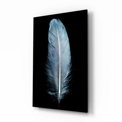 Blue Feather Glass Wall Art - LUXARTDECO
