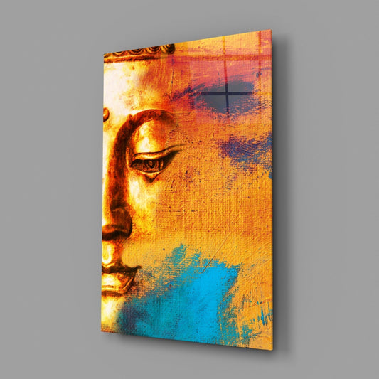Art mural en verre représentant un portrait de Bouddha 