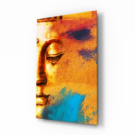 Art mural en verre représentant un portrait de Bouddha 