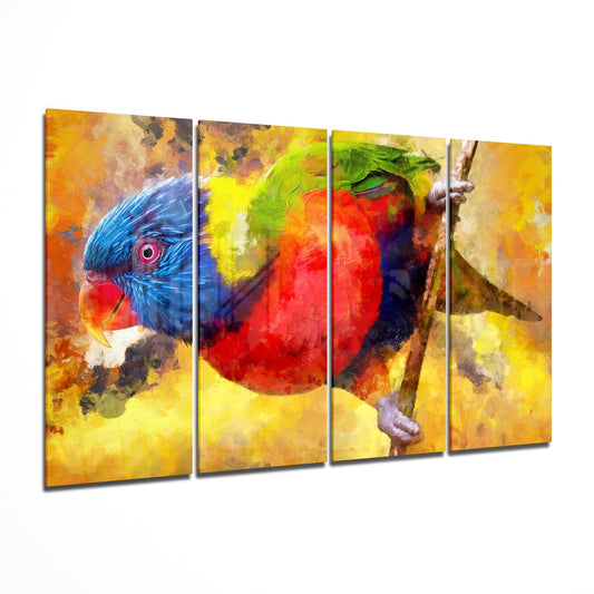 Parrot 4 Pieces Mega Glass Wall Art (150x92 cm)