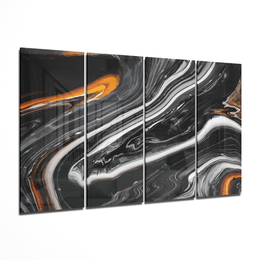 Marble Lava 4 Pieces Mega Glass Wall Art (150x92 cm)