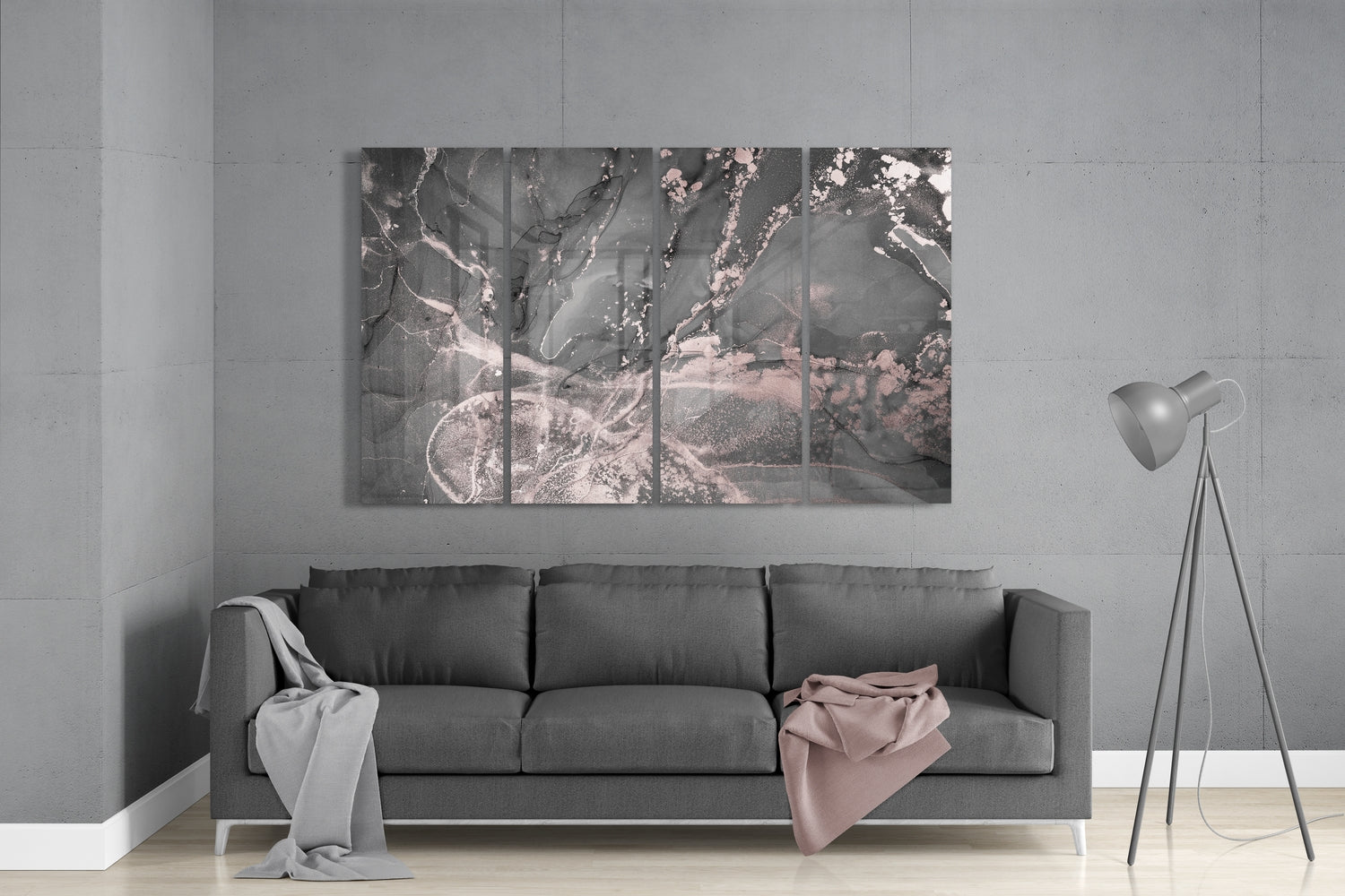 Marble 4 Pieces Mega Glass Wall Art (150x92 cm)