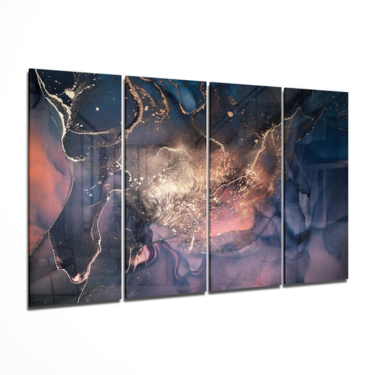 Marble 4 Pieces Mega Glass Wall Art (150x92 cm)