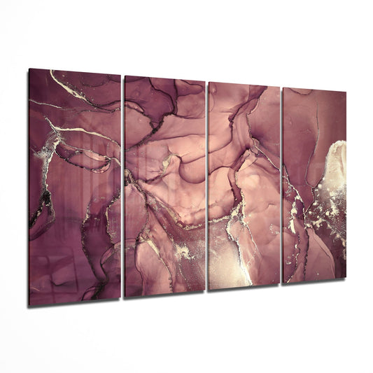 Marble 4 Pieces Mega Glass Wall Art (150x92 cm)