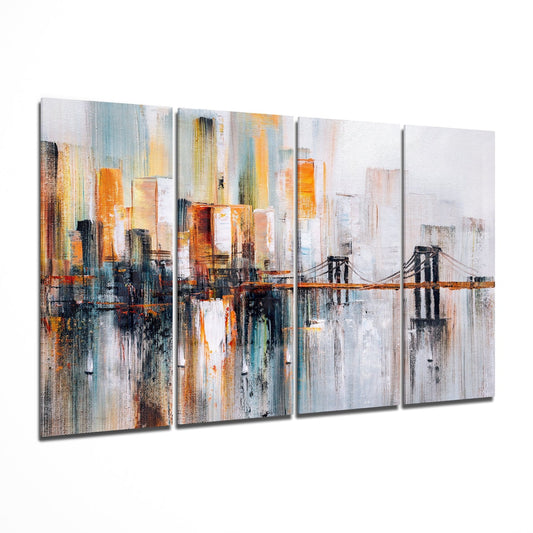 Manhattan Silhouette 4 Pieces Mega Glass Wall Art (150x92 cm)